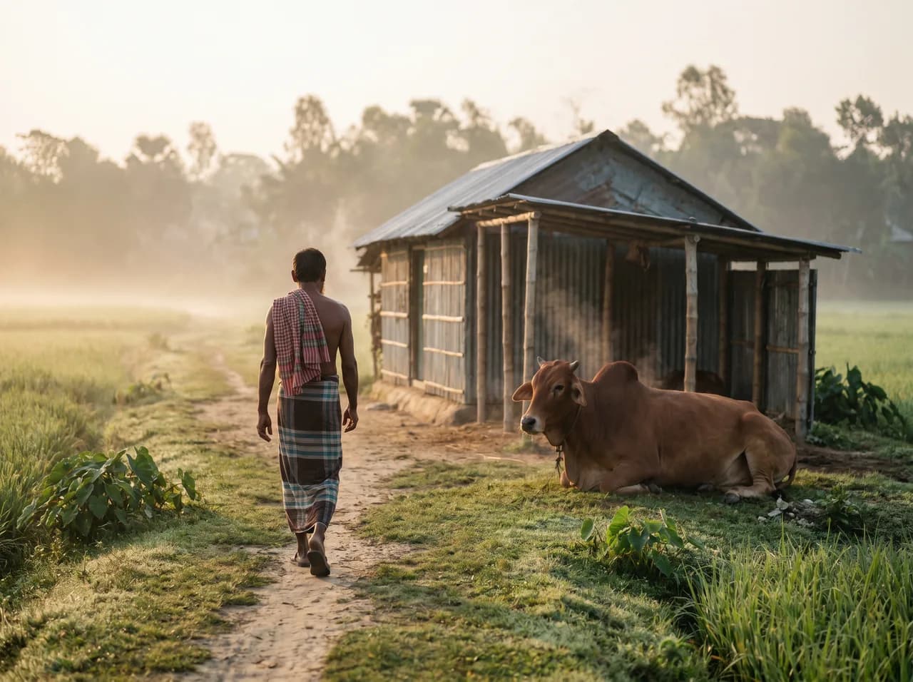 A Bangladeshi farmer at first light