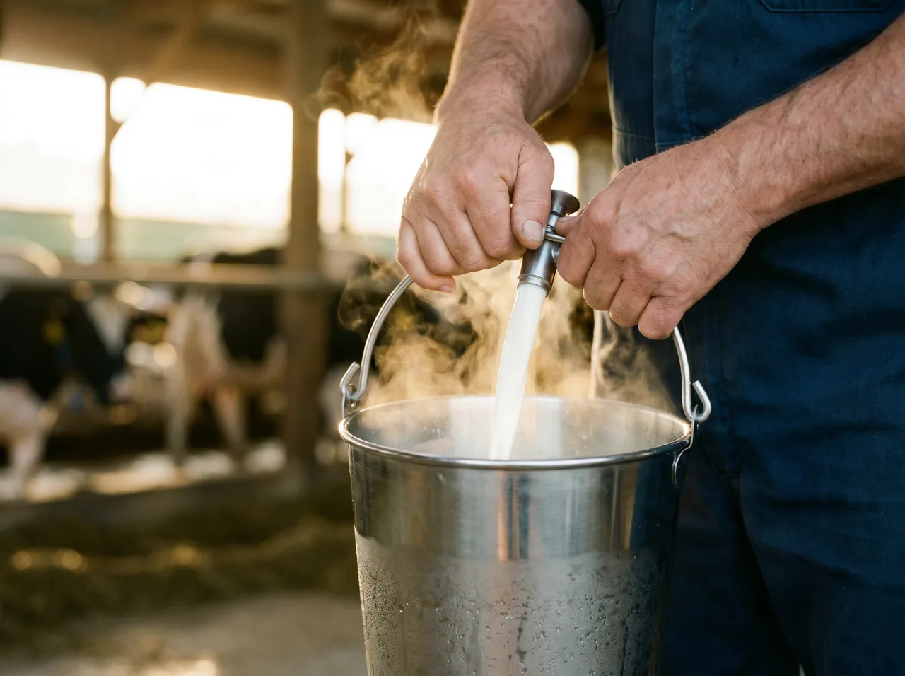 Hand-milking at first light